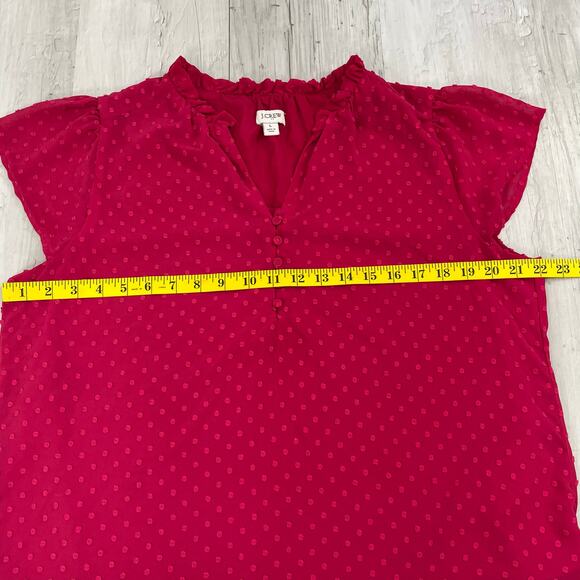 J.Crew Pink Flutter Sleeve Clip Swiss Dot Lined Flowy V Neck Button Shirt Blouse - Picture 9 of 10